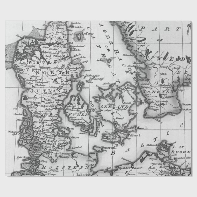 Papier Cadeau Old Maps Black and White Wrapping Paper (Plat)