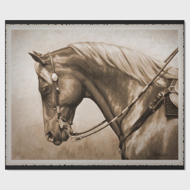 Papier Cadeau Old West Quarter Horse Sepia (Plat)