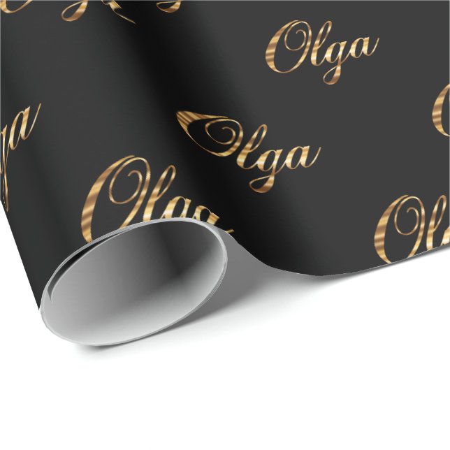 Papier Cadeau Olga gold Design Lettering (Coin rond)