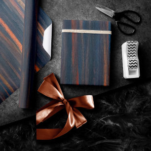 Papier Cadeau Olive Abstrait   Bleu foncé Vert Cuivre Tone de l