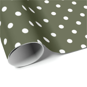 Papier Cadeau Olive Green Papier blanc à enveloppement à point