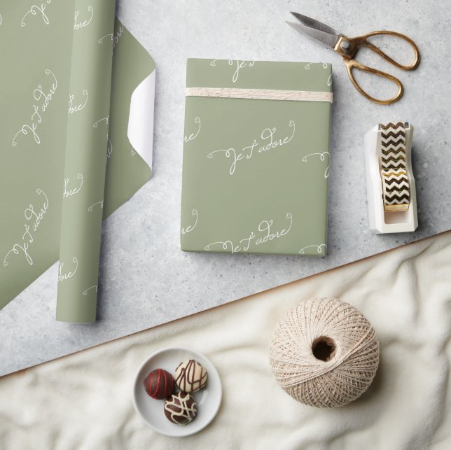 Papier Cadeau olive Je T'adore signifie que je t'aime (Artisanat)
