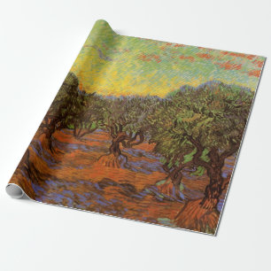 Papier Cadeau Oliveraie, ciel orange par Vincent van Gogh