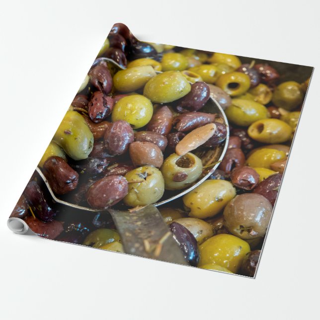 Papier Cadeau Olives noires et vertes séchées (Déroulé)