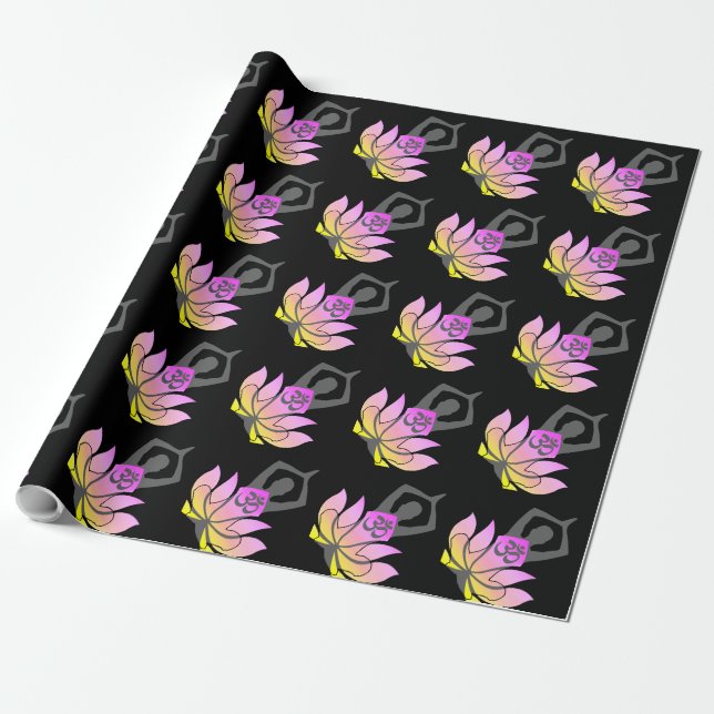 Papier Cadeau OM Namaste Spirituelle Lotus Fleur Yoga Pose (Déroulé)