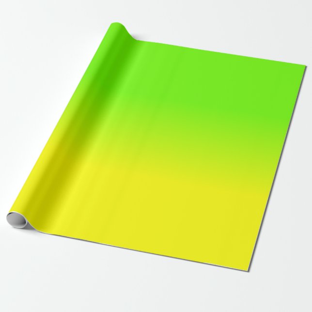 Papier Cadeau Ombré couleur vert néon et jaune néon (Déroulé)