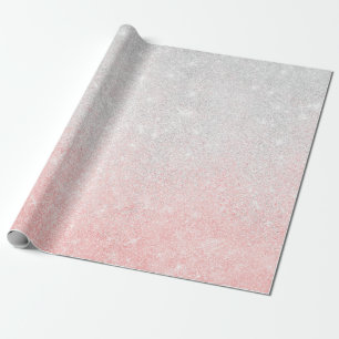 Papier Cadeau Ombre de Parties scintillant en argent et rose