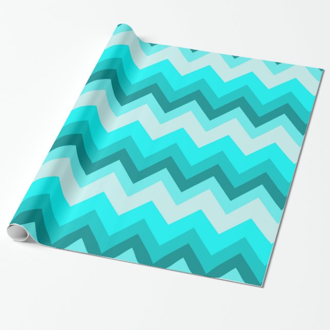 Papier Cadeau Ombre Girly Motif Turquoise Turquoise Chevron (Déroulé)