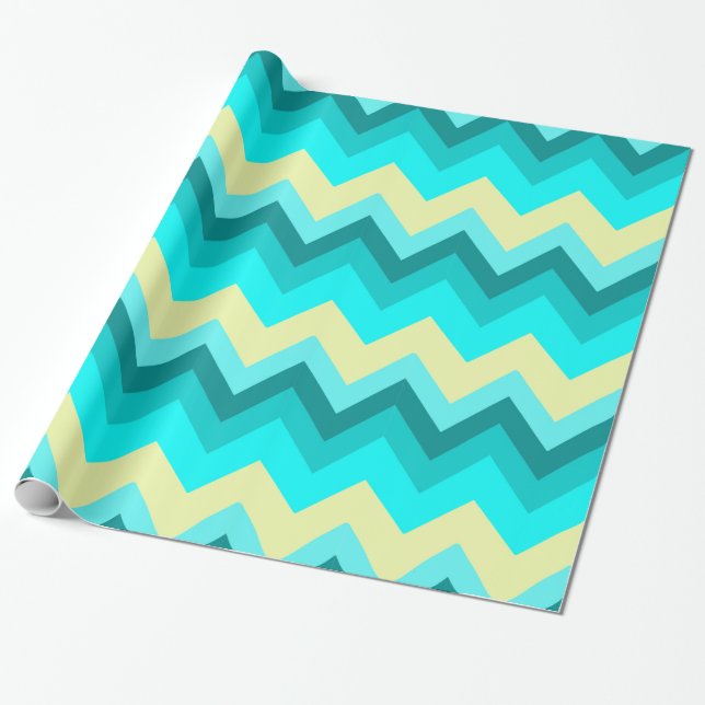 Papier Cadeau Ombre Girly Motif Turquoise Turquoise Chevron (Déroulé)