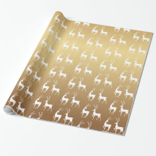 Papier Cadeau Ombre Gold et White Christmas Holiday Deer
