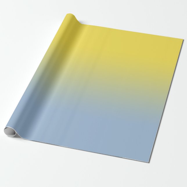 Papier Cadeau Ombré jaune à bleu clair minimal (Déroulé)