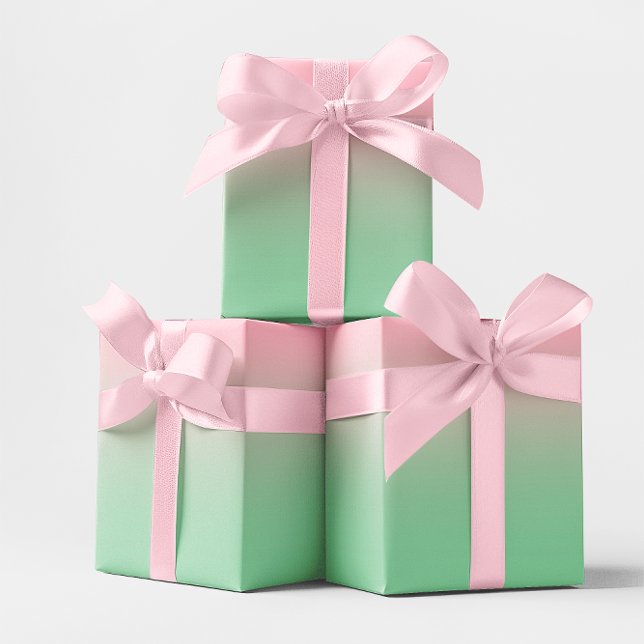 Papier Cadeau Ombre moderne rose et vert menthe (Modern Pink and Mint Green Ombre Wrapping Paper)