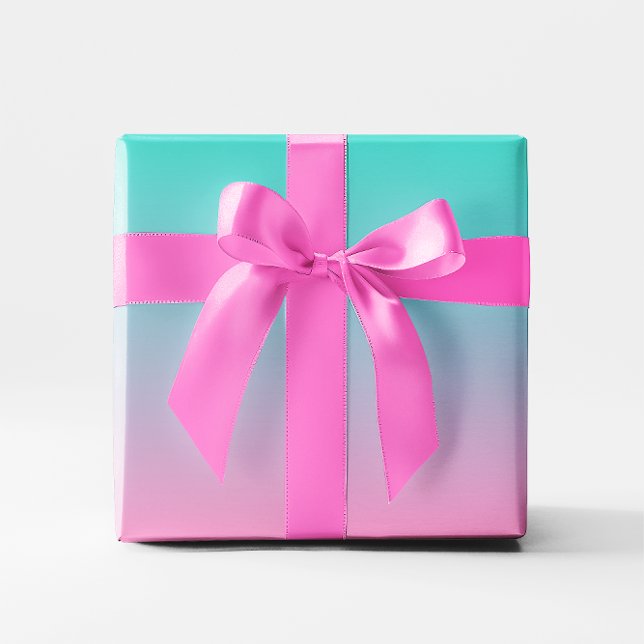 Papier Cadeau Ombre Turquoise Rose (Pink Turquoise Gradient Ombre Wrapping Paper)