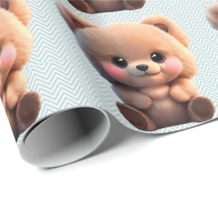 Papier Cadeau On peut Bearly Wait mignon ours en peluche Pois