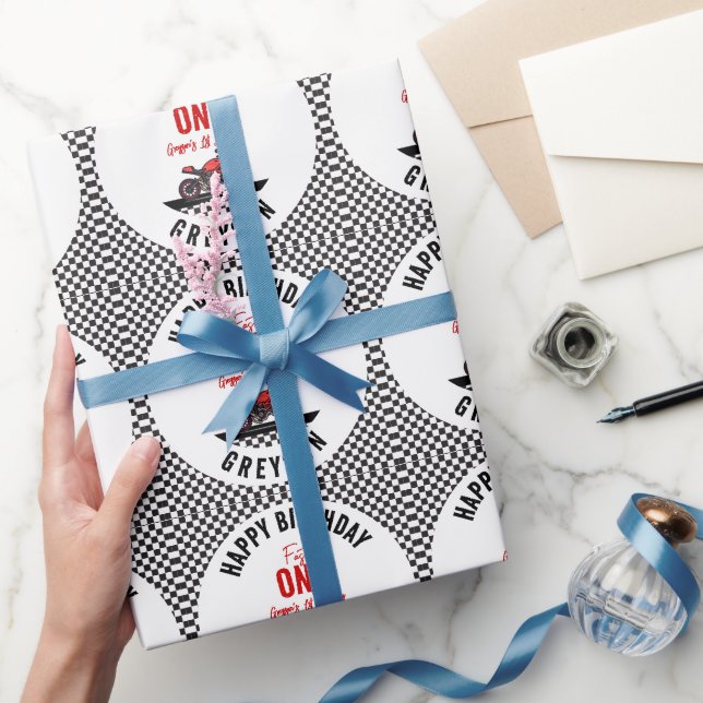 Papier Cadeau One Fast Race Motorcycle Boy 1st Birthday Party (Cadeaux)