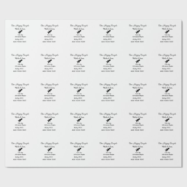 Papier Cadeau One happy Couple, l'aventure commence co mariage (Plat)