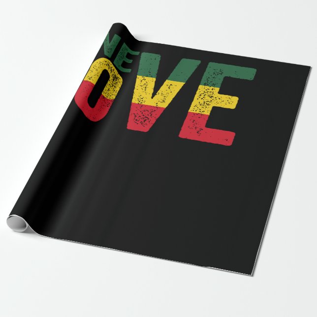 Papier Cadeau One Love Jamaican Rasta Reggae (Déroulé)