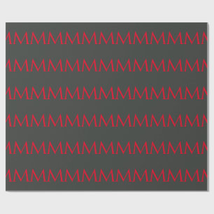 Papier Cadeau Onyx Noir Rouge Monogramme Moderne Minimaliste
