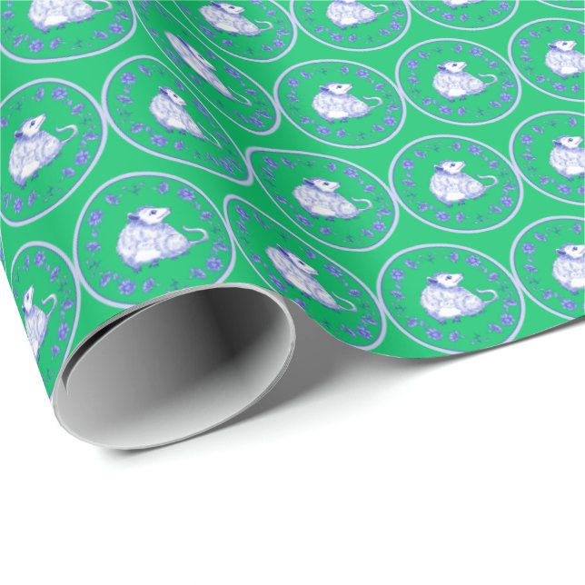 Papier Cadeau Opossum psychédélique  (Coin rond)