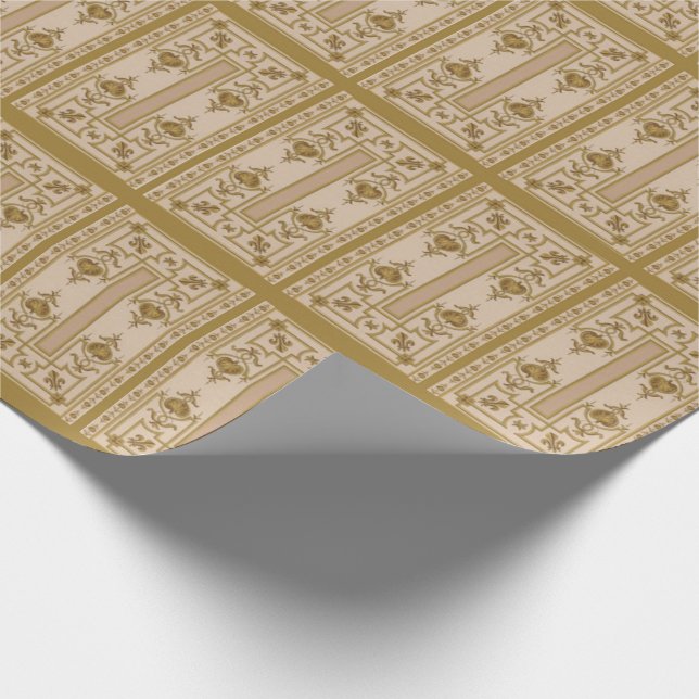 Papier Cadeau opulent imprimé baroque d'or (Coin)
