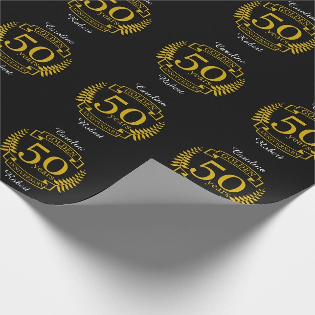 Papier Cadeau OR 50 ans Anniversaire Mariage 50 ans tous (Coin)