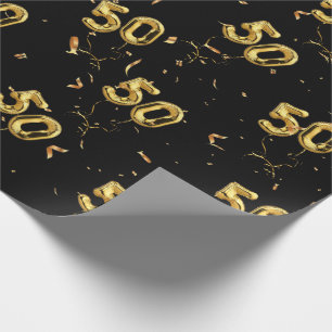 Papier Cadeau Or 50 Mylar Ballons et Confetti