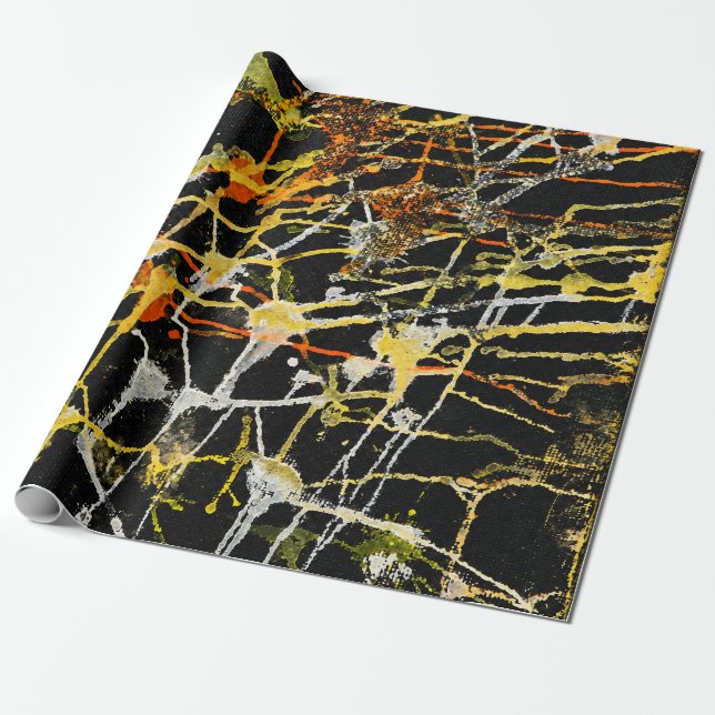Papier Cadeau Or abstrait éclaboussé d'or et d'argent (Déroulé)