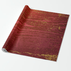 Papier Cadeau Or affligé et rouge 13