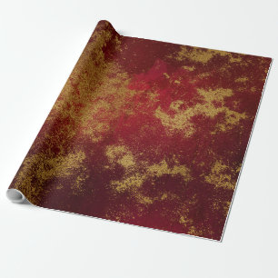 Papier Cadeau Or affligé et rouge 6