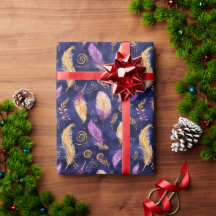 Or Améthyste Plumes Midnight Blue