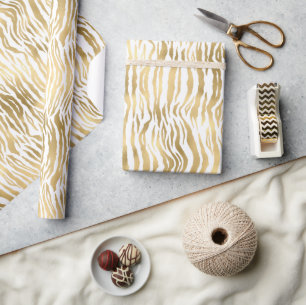 PAPIER CADEAU OR BLANC POSTER DE ANIMAL ANNIVERSAIRE MARIAGE WRA