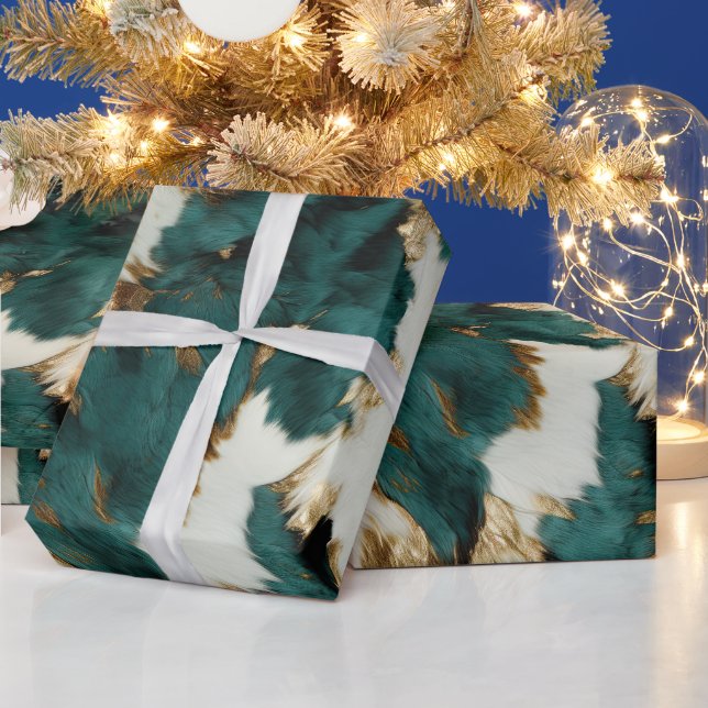 Papier Cadeau Or blanc vert (Vacances)