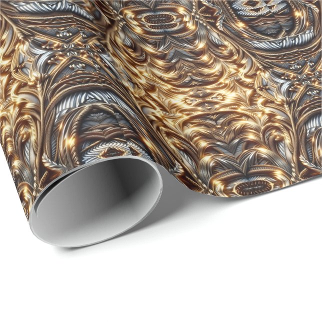 Papier Cadeau Or Entrelacé  (Coin rond)