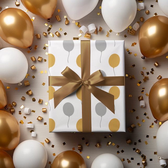 Papier Cadeau Or et gris Bonne année (Gold and Grey Happy New Year Wrapping Paper)