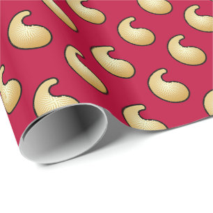 Papier Cadeau Or et marron paisley