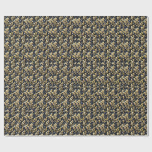Papier Cadeau Or et noir Motif floral damassé luxueux et royal