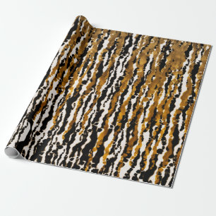 Papier Cadeau Or et Noir Safari Moderne Pluie Jungle Glam Fête