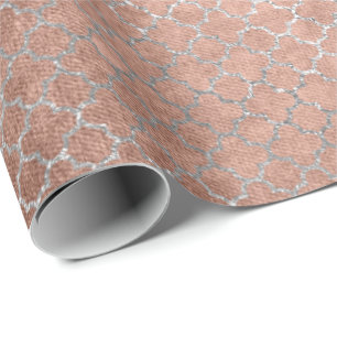 Papier Cadeau Or fascinant argenté de rose de rose de Quatrefoi