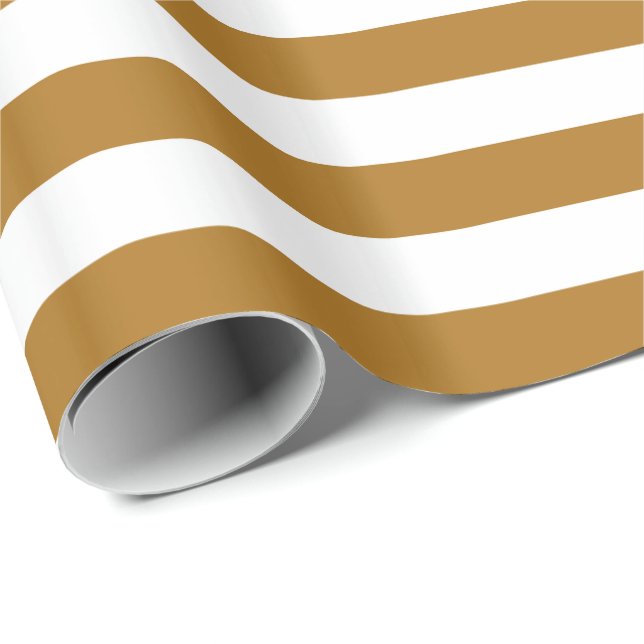 Papier Cadeau Or Mat et Rayure Blanche (Coin rond)