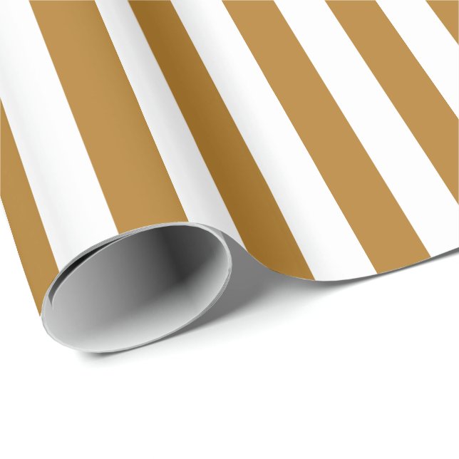 Papier Cadeau Or mat/rayure blanche (Coin rond)