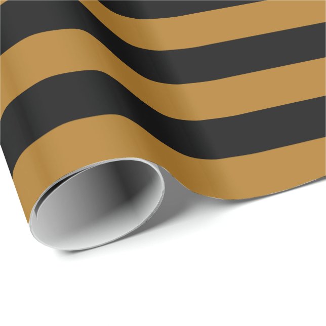 Papier Cadeau Or mat/rayure noire (Coin rond)