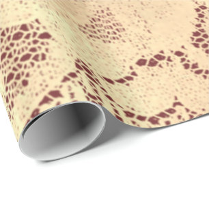 Papier Cadeau Or Metallic Sepia Luxe dentelle florale Burgund Lu