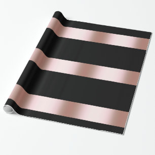 Papier Cadeau Or rose de poussin moderne élégant et bande noir