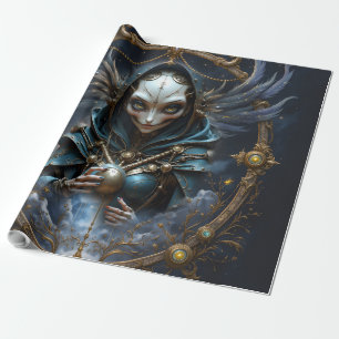 Papier Cadeau Oracle Céleste – Gardien Entre les Étoiles.