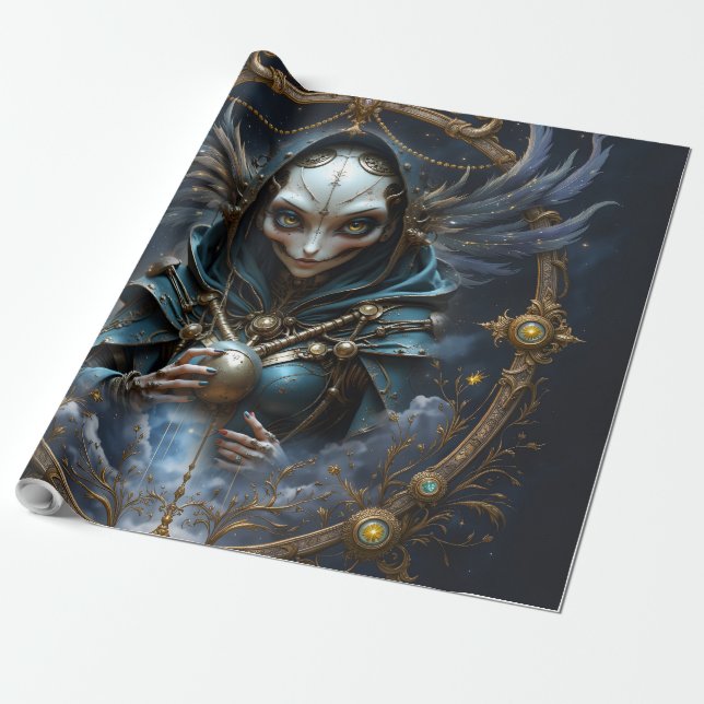 Papier Cadeau Oracle Céleste – Gardien Entre les Étoiles.  (Déroulé)