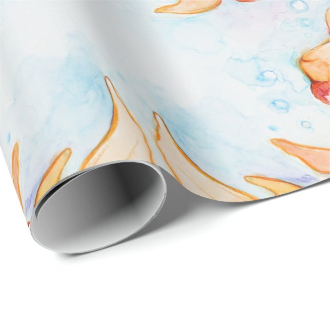 Papier Cadeau Oranda Goldfish (Coin rond)