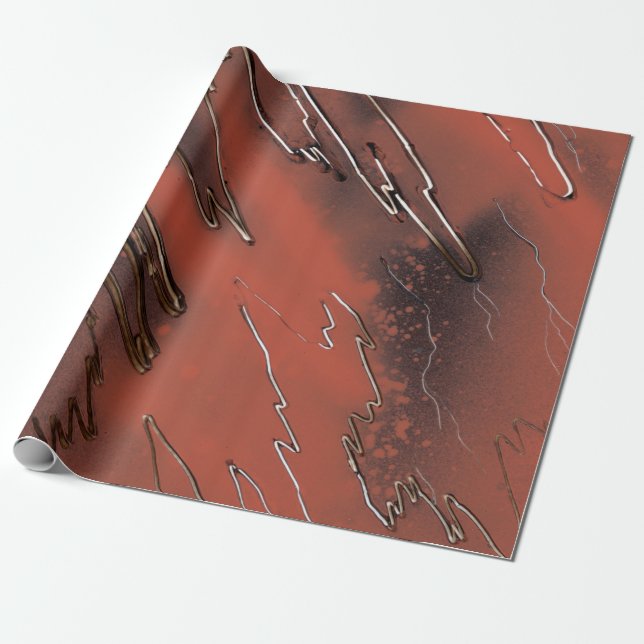 Papier Cadeau Orange à Patiné Brown (Déroulé)
