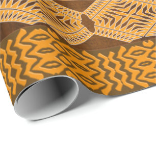 Papier Cadeau Orange africaine géométrique ethnique