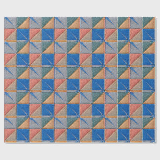 Papier Cadeau orange and blue quilt
