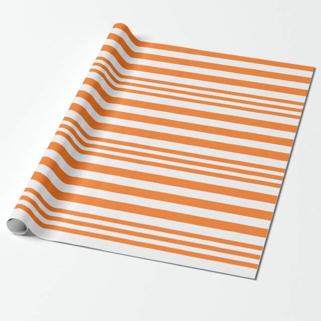 Papier Cadeau Orange and White Stripes X 3 (Déroulé)